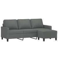 vidaXL 3-Seater Sofa with Footstool Dark Gray 70.9