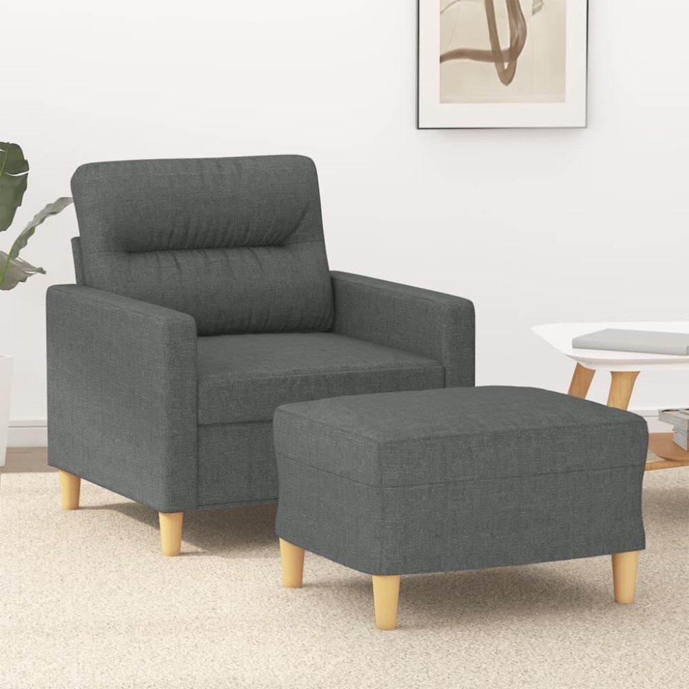 vidaXL Sofa Chair with Footstool Dark Gray 23.6