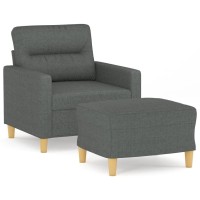 vidaXL Sofa Chair with Footstool Dark Gray 23.6