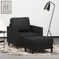 vidaXL Sofa Chair with Footstool Black 23.6
