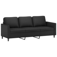 vidaXL 3-Seater Sofa with Footstool Black 70.9