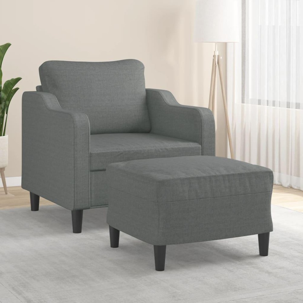 vidaXL Sofa Chair with Footstool Dark Gray 23.6