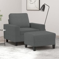 vidaXL Sofa Chair with Footstool Dark Gray 23.6