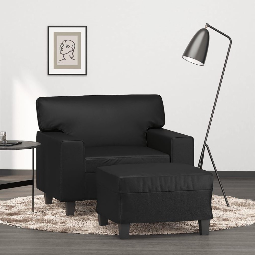 vidaXL Sofa Chair with Footstool Black 23.6