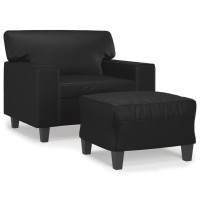 vidaXL Sofa Chair with Footstool Black 23.6