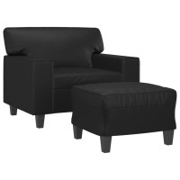 vidaXL Sofa Chair with Footstool Black 23.6