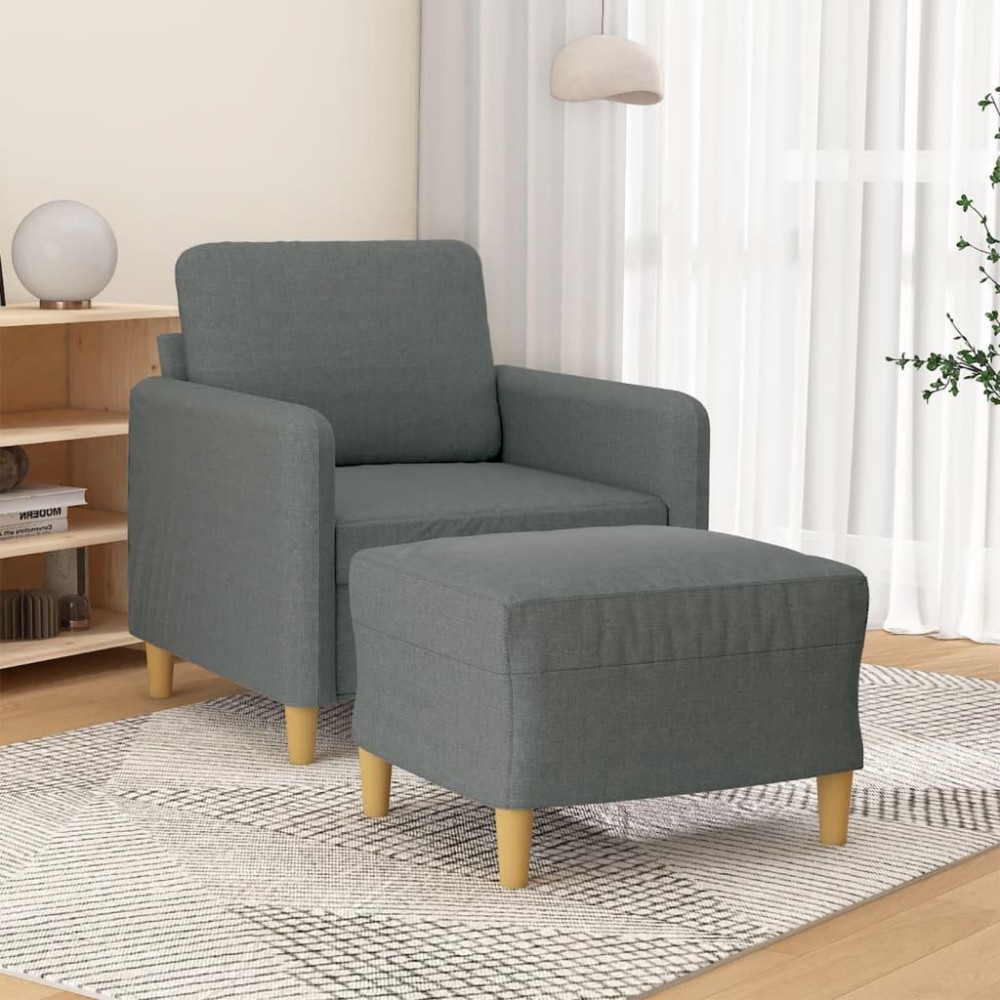 vidaXL Sofa Chair with Footstool Dark Gray 23.6