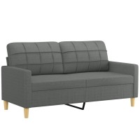 vidaXL 2 Piece Sofa Set with Cushions Dark Gray Fabric