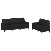 Vidaxl 2 Piece Sofa Set With Cushions Black Faux Leather