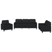 vidaXL 3 Piece Sofa Set with Cushions Black Faux Leather