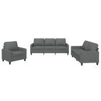 vidaXL 3 Piece Sofa Set with Cushions Dark Gray Fabric