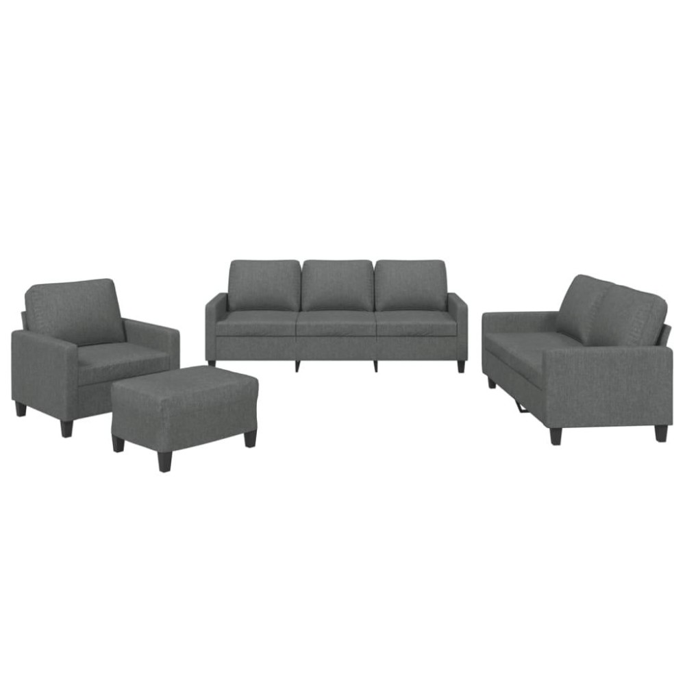 vidaXL 4 Piece Sofa Set with Cushions Dark Gray Fabric