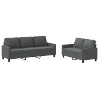 vidaXL 2 Piece Sofa Set with Cushions Dark Gray Fabric