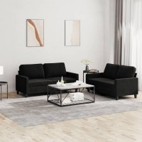 vidaXL 2 Piece Sofa Set with Cushions Black Velvet