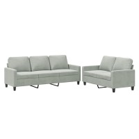 vidaXL 2 Piece Sofa Set with Cushions Light Gray Velvet