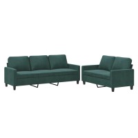 vidaXL 2 Piece Sofa Set with Cushions Dark Green Velvet