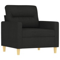 vidaXL 3 Piece Sofa Set with Cushions Black Fabric