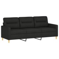 vidaXL 3 Piece Sofa Set with Cushions Black Fabric