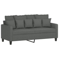 vidaXL 2 Piece Sofa Set with Cushions Dark Gray Fabric