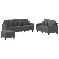 vidaXL 3 Piece Sofa Set with Cushions Dark Gray Fabric