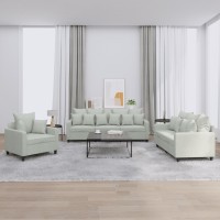 vidaXL 3 Piece Sofa Set with Cushions Light Gray Velvet