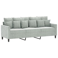 vidaXL 3 Piece Sofa Set with Cushions Light Gray Velvet