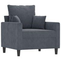 vidaXL 3 Piece Sofa Set with Cushions Dark Gray Velvet