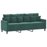 vidaXL 3 Piece Sofa Set with Cushions Dark Green Velvet