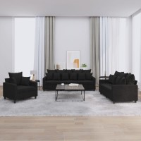 vidaXL 3 Piece Sofa Set with Cushions Black Velvet