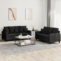 vidaXL 2 Piece Sofa Set with Cushions Black Velvet