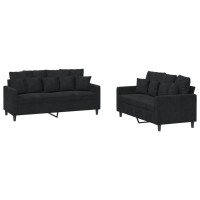 vidaXL 2 Piece Sofa Set with Cushions Black Velvet