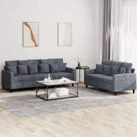 vidaXL 2 Piece Sofa Set with Cushions Dark Gray Velvet