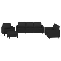 vidaXL 4 Piece Sofa Set with Cushions Black Faux Leather