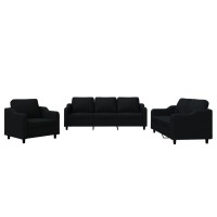 vidaXL 3 Piece Sofa Set with Cushions Black Fabric