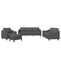 vidaXL 4 Piece Sofa Set with Cushions Dark Gray Fabric