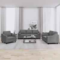 vidaXL 3 Piece Sofa Set with Pillows Dark Gray Fabric