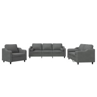 vidaXL 3 Piece Sofa Set with Pillows Dark Gray Fabric