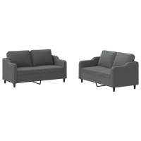 vidaXL 2 Piece Sofa Set with Cushions Dark Gray Fabric