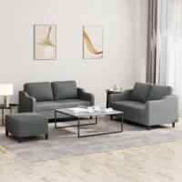 vidaXL 3 Piece Sofa Set with Cushions Dark Gray Fabric