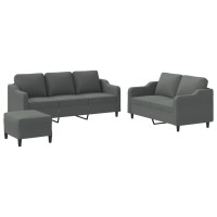 vidaXL 3 Piece Sofa Set with Cushions Dark Gray Fabric