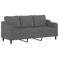 vidaXL 3 Piece Sofa Set with Cushions Dark Gray Fabric