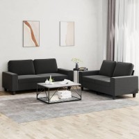 vidaXL 2 Piece Sofa Set Black Fabric