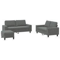 vidaXL 3 Piece Sofa Set Dark Gray Fabric