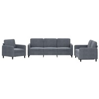 vidaXL 3 Piece Sofa Set Dark Gray Velvet