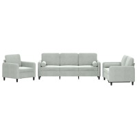 vidaXL 3 Piece Sofa Set with Pillows Light Gray Velvet