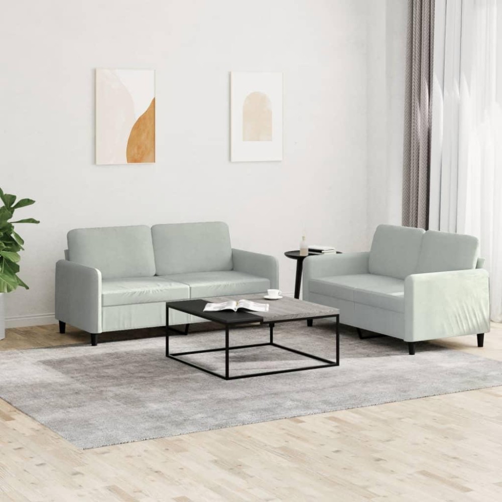 vidaXL 2 Piece Sofa Set Light Gray Velvet