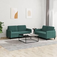 vidaXL 2 Piece Sofa Set Dark Green Velvet