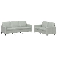 vidaXL 2 Piece Sofa Set Light Gray Velvet