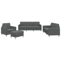 vidaXL 4 Piece Sofa Set with Cushions Dark Gray Fabric