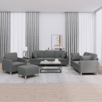 vidaXL 4 Piece Sofa Set with Pillows Dark Gray Fabric